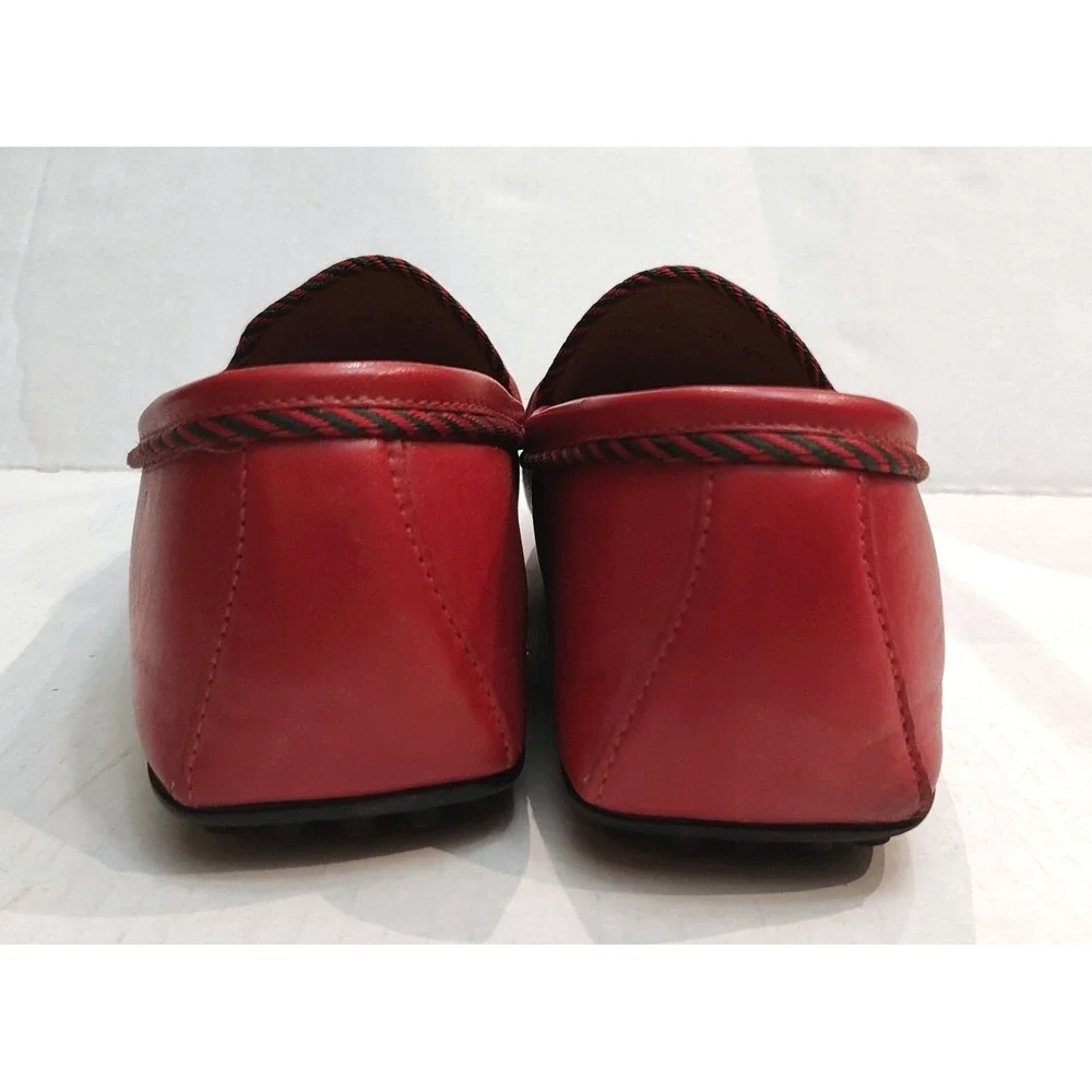 Gucci Red Leather Drivers with Bee Accent & Red Black Trim #49117 Men's Size 7.5